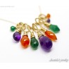 Amethyst Carnelian green Agate gold necklace Colorful gemstone cluster pendant - Lucinda
