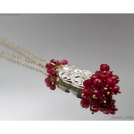 Ruby necklace for women Mixed metal gold silver heart necklace