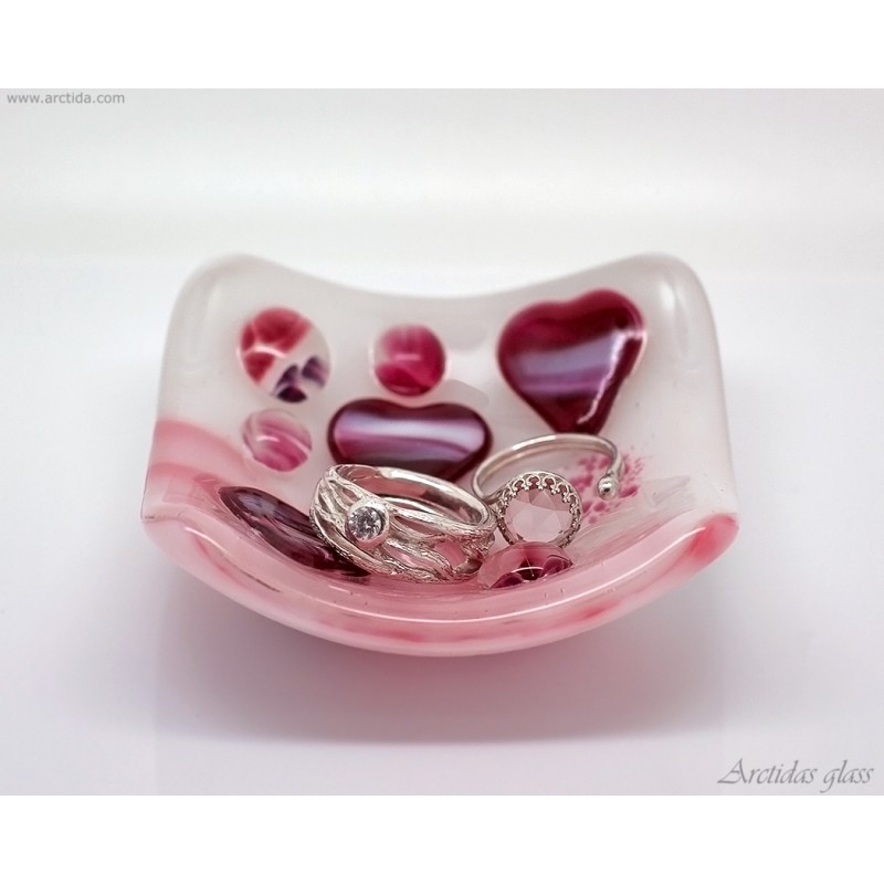 Pink heart trinket dish Romantic home decor gift for her
