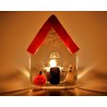 Handmade fused glass Halloween Haunted house Tea light holder