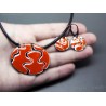 Black and Red enameled Earrings and necklace set enamel