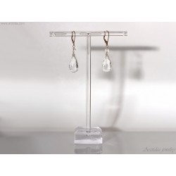 Rock Crystal Clear Quartz earrings 14K solid gold - Pruina