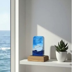 Handgjord Glasfusing tavla – Nautisk Glaskonst med Båt- och Fisketema