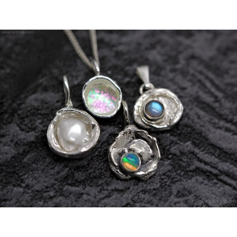 Molten silver Keshi pearl necklace Handmade recycled water cast jewelry