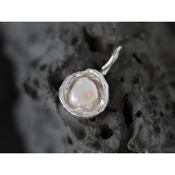 Molten silver Keshi pearl necklace Handmade recycled water cast jewelry