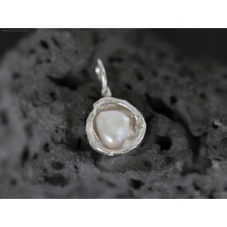 Molten silver Keshi pearl necklace Handmade recycled water cast jewelry