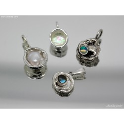 Molten silver Dichroic glass necklace Handmade recycled water cast jewelry