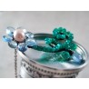 Asymmetric necklace blue Topaz green Agate sterling silver - Fleur Bleue