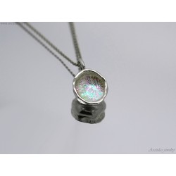 Molten silver Dichroic glass necklace Handmade recycled water cast jewelry