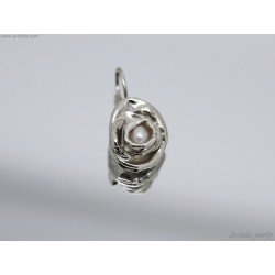 Handmade water cast silver flower necklace with genuine Pearl