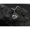 Handmade water cast silver flower necklace with genuine Pearl