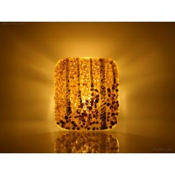 Handgjord ljushållare i glas Björkskog Höst gula björkar Glaskonst av Arctidas Glass