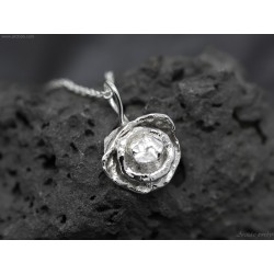 Handmade Silver Rose Necklace Water Cast Organic Pendant