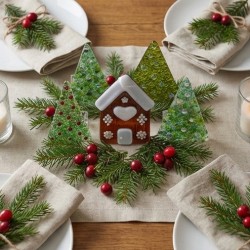 Hadgjord Pepparkakshus ljushållare ljuslykta i glas Juldekoration