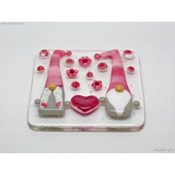 Fused Glass Handmade Love gnome couple Pink home decor