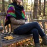 Merino wool scarf for women Black multicolored felt scarf