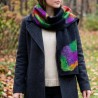 Merino wool scarf for women Black multicolored felt scarf