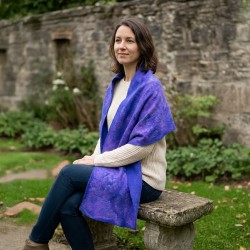 Merino wool scarf for women Blue Purple felt scarf