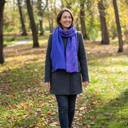 Merino wool scarf for women Blue Purple felt scarf