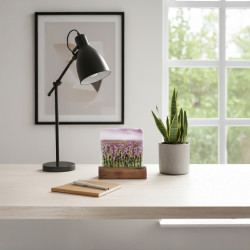 Lavendelfält i Glas – Handgjord Glasfusing Tavla Glaskonst