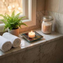 Modern style fused art glass Tea light holder Trinket dish Ring dish