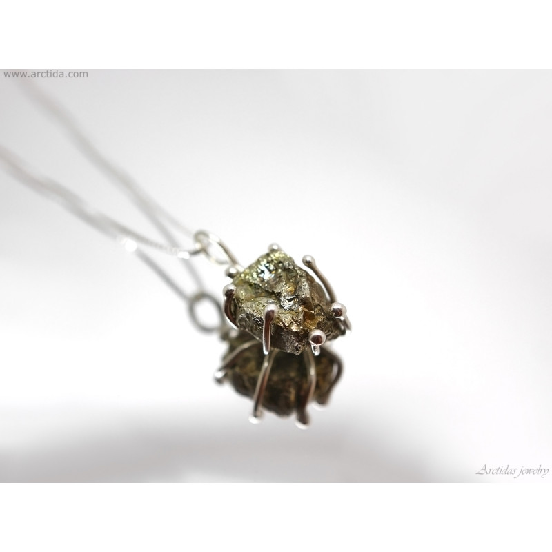 Raw Pyrite Necklace | Handmade Argentium Sterling Silver Jewelry