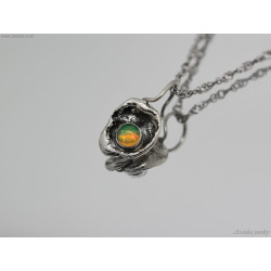 Molten Silver Ethiopian Opal Necklace Handmade Recycled Water Cast Jewelry