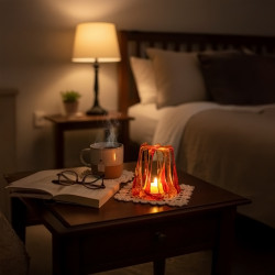 Flytande Eld Unik Fused Glass Ljushållare Handgjord Glaskonst