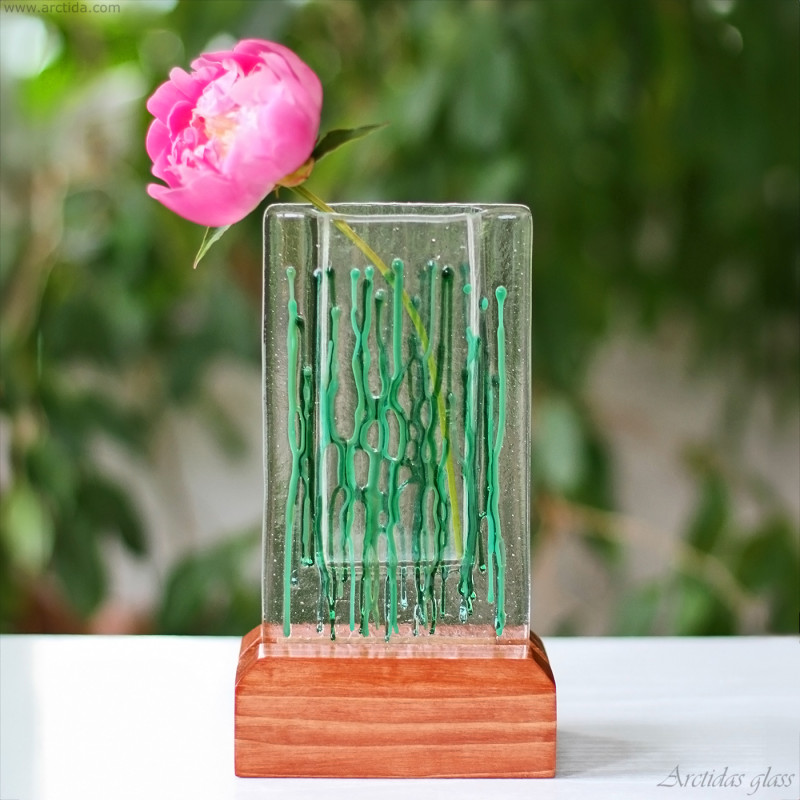 Handmade Fused Glass Pocket Vase | Modern Art Glass Bud Vase