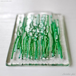 Handgjord Fused Glass Pocket Vas Glasvas med Träställ Glasfusing