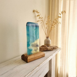 Handgjord Glasfusing tavla – Glaskonst strandmotiv havsinredning