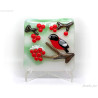 Handmade Fused Glass Bullfinch Art Panel | Nature Bird Glass Art