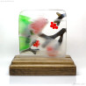 Handmade Fused Glass Bullfinch Art Panel | Nature Bird Glass Art