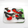 Handmade Fused Glass Bullfinch Art Panel | Nature Bird Glass Art
