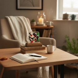 Handgjord glaskonst – Domherre i glas | Unik glas tavla