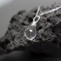Rock Crystal Clear Quartz necklace and earrings set in Sterling silver - Elsa