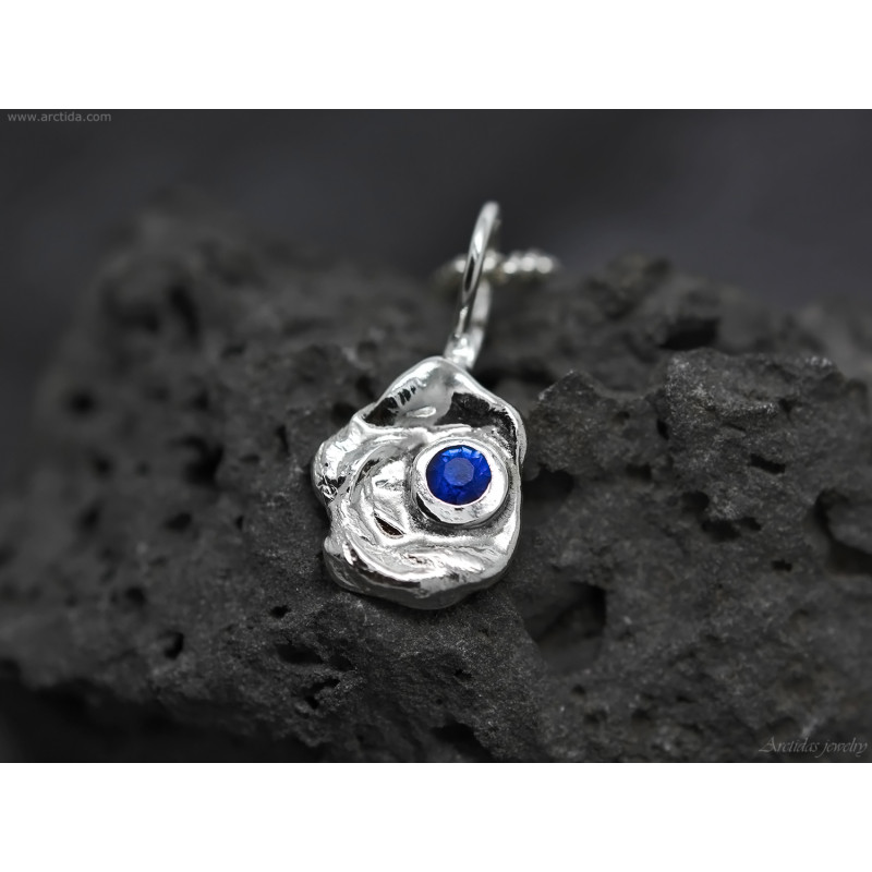 Fine Silver (999) Sapphire Necklace – Handmade Water Cast Pendant