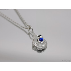 Fine Silver (999) Sapphire Necklace – Handmade Water Cast Pendant