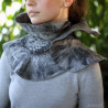 Merino wool scarf Black and white felt scarf with ruffles Felted collar scarf