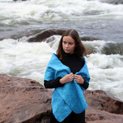 Merino wool scarf for women Turquoise Blue felt scarf
