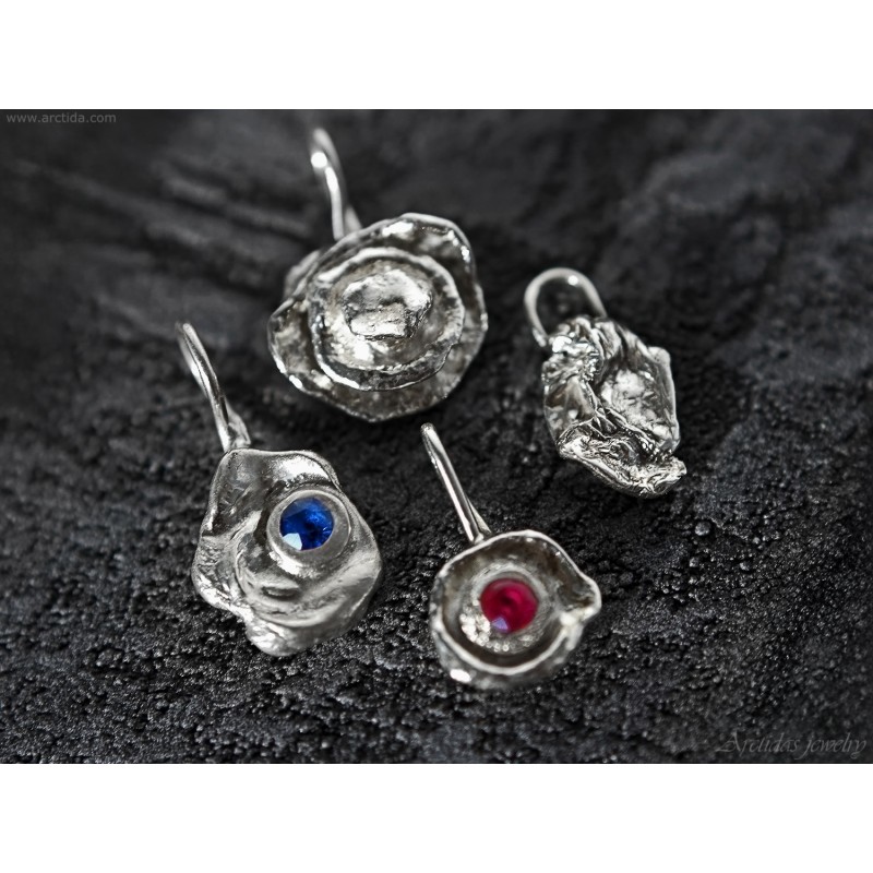 Handmade Water-Cast Silver Petal Pendant Necklace