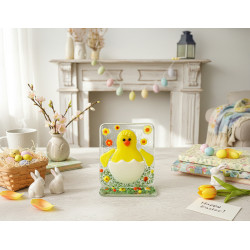 Fused glass handmade Easter chick tea light holder candle holder