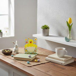 Fused glass handmade Easter chick tea light holder candle holder