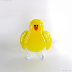 Fused glass handmade Easter chick tea light holder candle holder