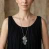Emerald Green Dichroic Glass Silver Pendant Necklace and Earrings Set