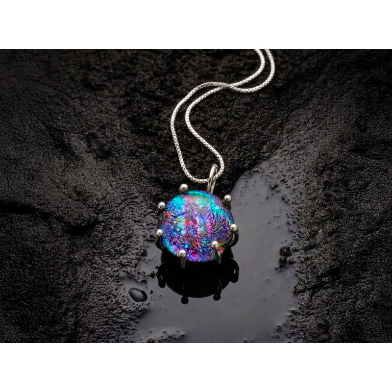 Dichroic glass Argentium silver pendant necklace Space Galaxy Celestial
