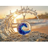 Handmade fused glass Wave necklace for women Nature jewelry Glass Art