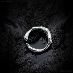 Handmade Charcoal Cast Sterling Silver Ring | Organic Molten Jewelry