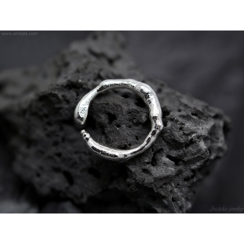 Handmade Charcoal Cast Sterling Silver Ring | Organic Molten Jewelry