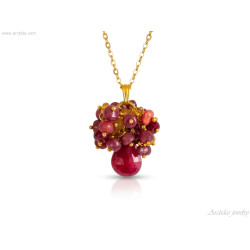 Handmade Ruby & Citrine Necklace | Gold Filled Gemstone Pendant